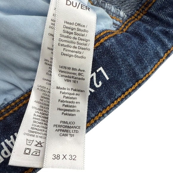 DUER Mens L2X Relaxed Taper Jeans 38x32 Blue Stretch Denim Style MFLR4505 - Picture 4 of 9
